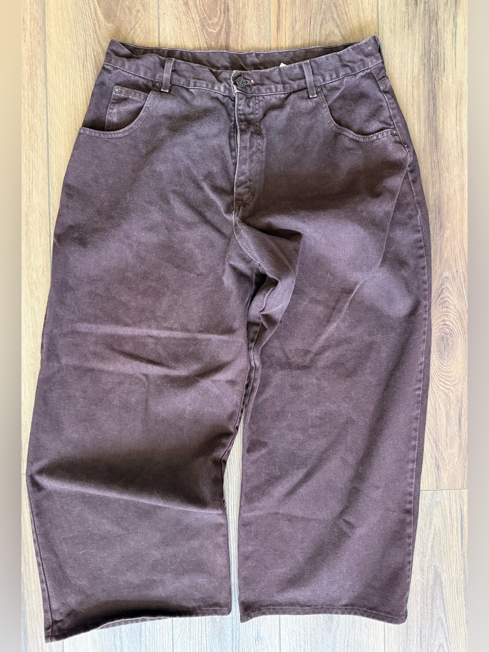 Vintage Solo Semore Mens 38x28 Brown Wide Leg Baggy Skater Denim USA 90s 12 Leg